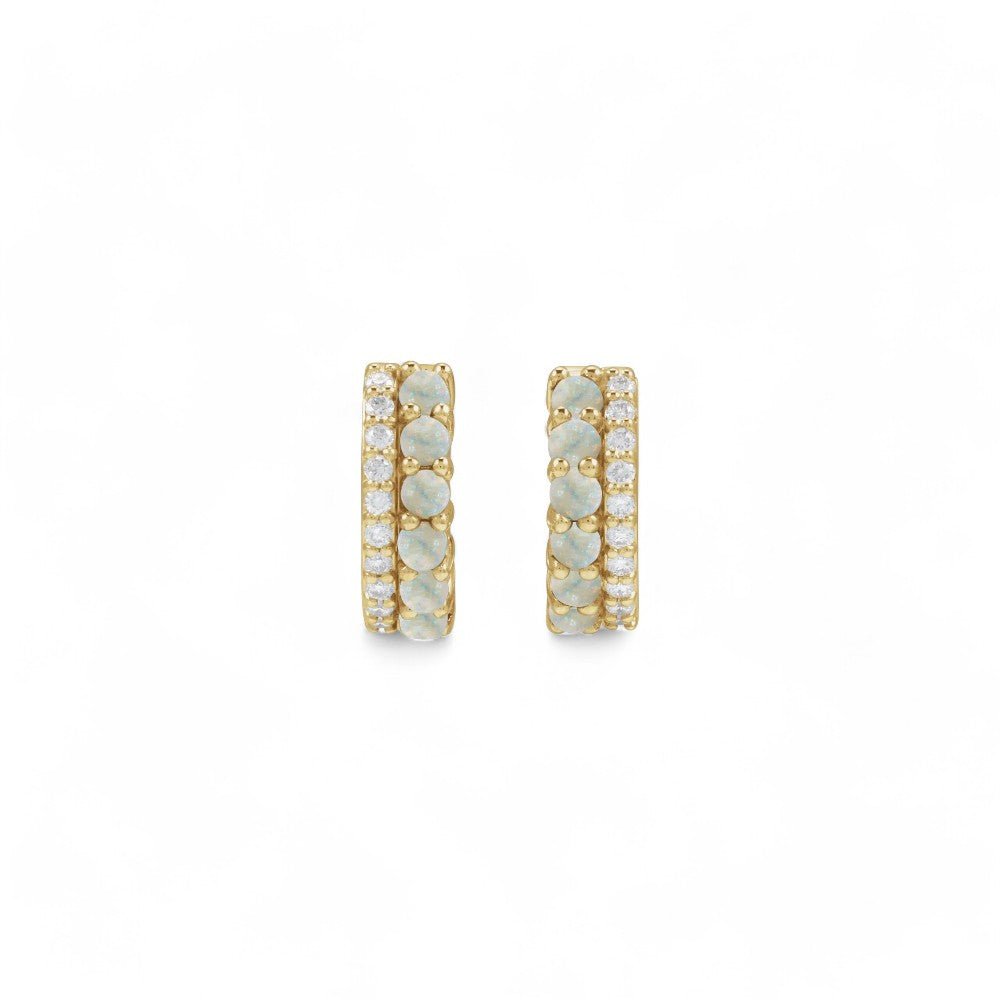 Classic Diamond & Opal Huggie Hoop, by Alizeti Fine - ALIZETI FINE