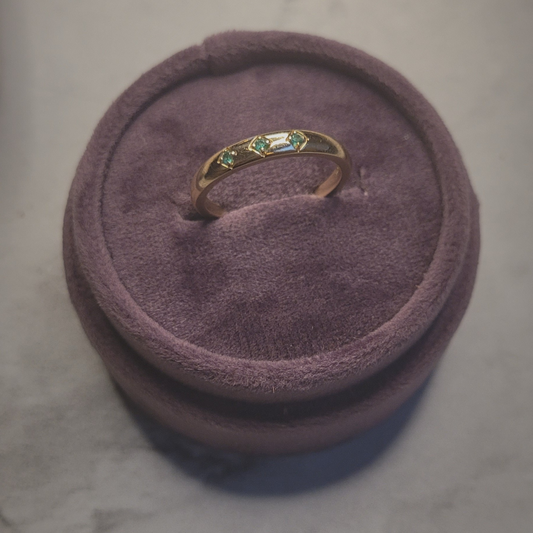 14k Emerald Trifecta Ring