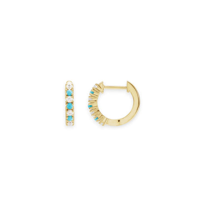 Classic Diamond & Turquoise Huggie Hoop, by Alizeti Fine - Alizeti Fine Jewelry