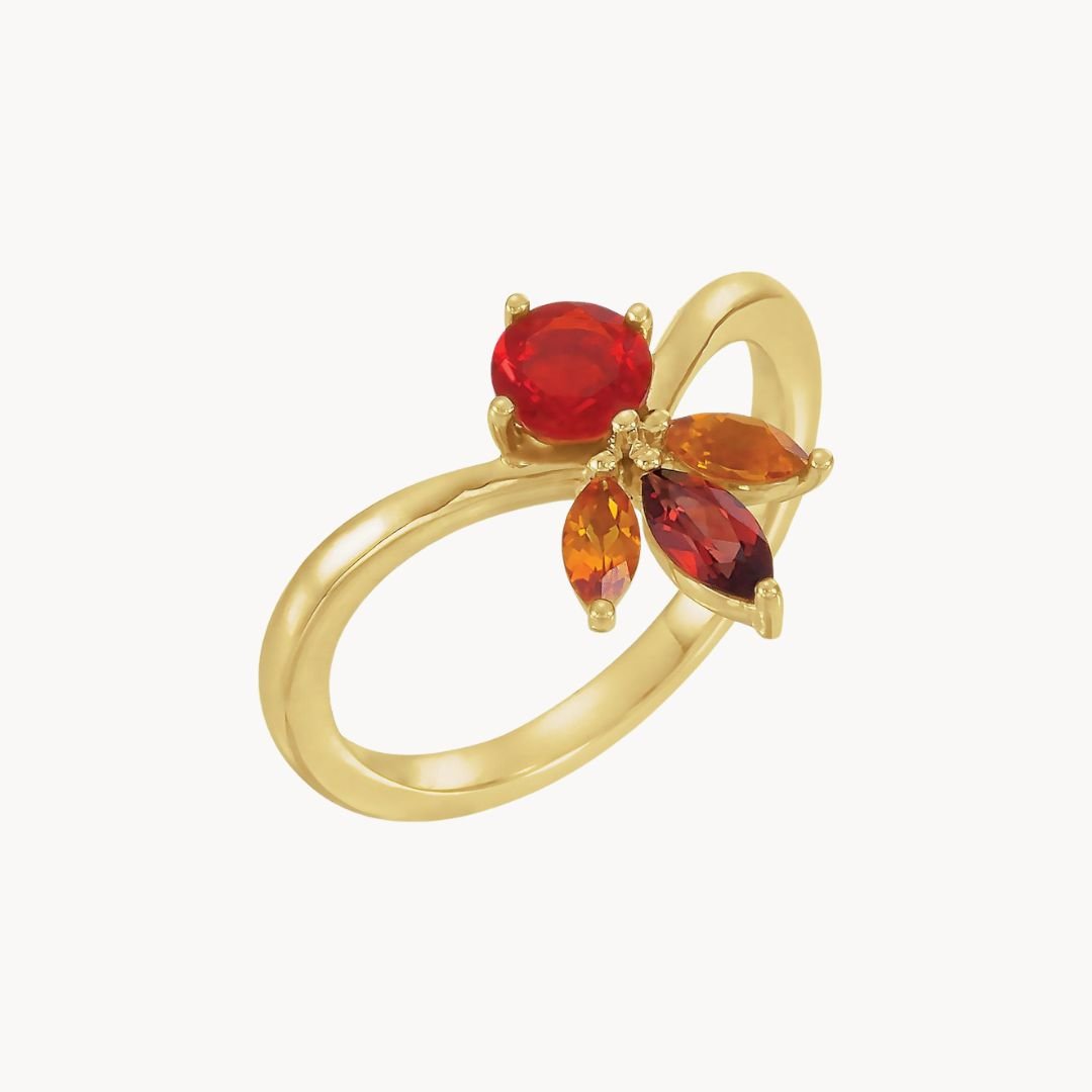 Mexican fire opal & Citrine Ring - Alizeti Fine Jewelry