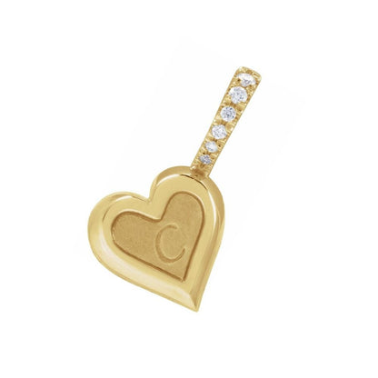 Natural Diamond Engravable Heart Pendant - ALIZETI FINE
