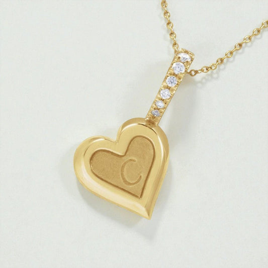 Natural Diamond Engravable Heart Pendant - Alizeti Fine Jewelry
